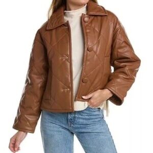 Quilted Faux Leather Coat